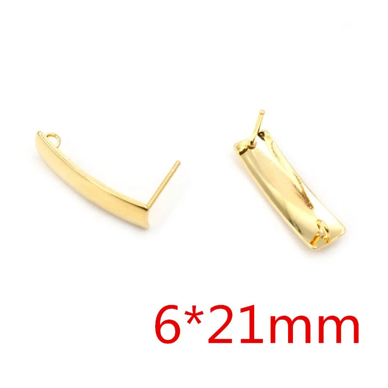 20pcs 316 Stainless Steel Gold Color Geometric Earring Stud Earring Posts Connector for detail view