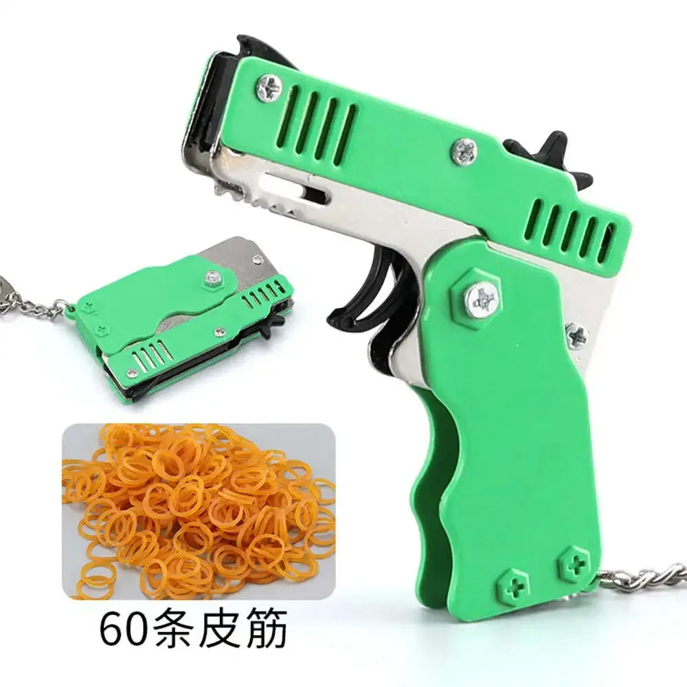1PCS Keychain Gun 60 Rubber Bands Rubber Band Gun Shooting Pistol Alloy Kid Outdoor P lifestyle view