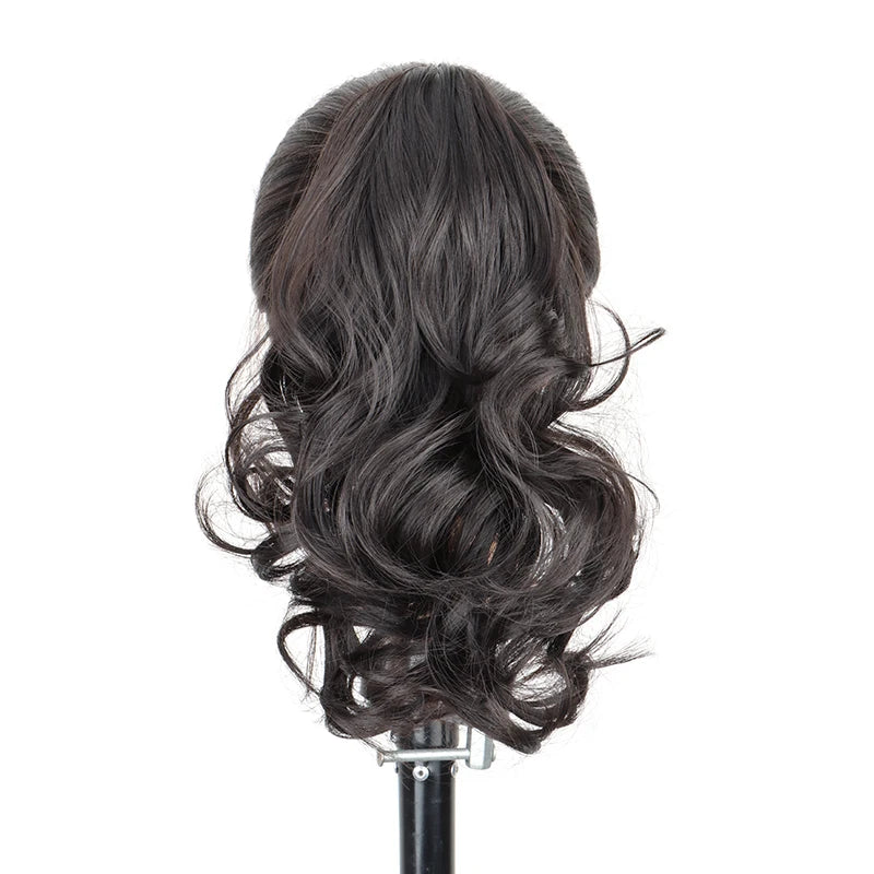 10Inch Synthetic Short Wavy Curly Ponytail Claw Clip in Hair Extension Brown Blonde additional angle