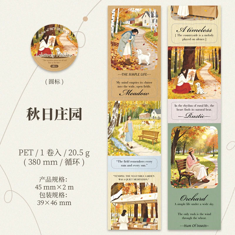 Leisure Holiday Vacation PET Die-Cut Tape Sticker Roll | 4.5x200cm for Journal Scra additional angle