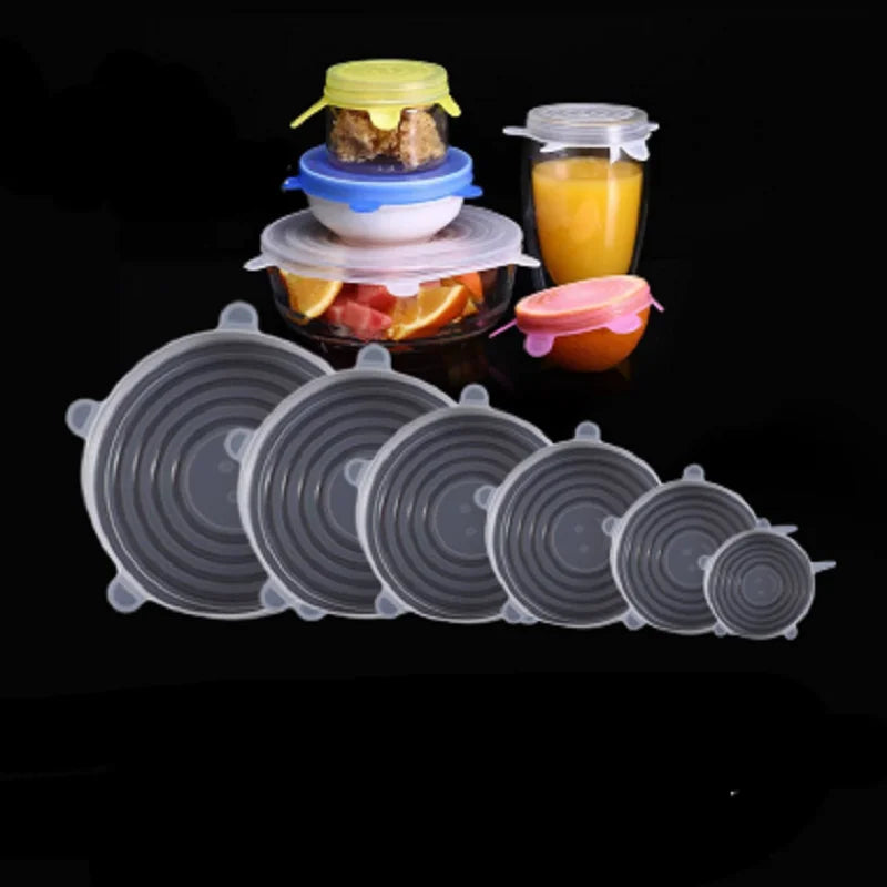 6Pcs Silicone Stretch Lids, Food Bowl Covers, Reusable Food Saving Covers, Retractable M detail view