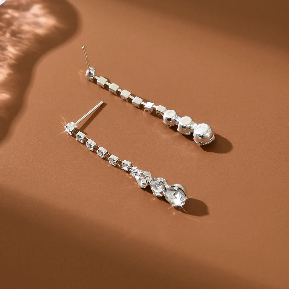 Sparkling Rhinestone Earrings Bridal Dress Evening Party alternate view