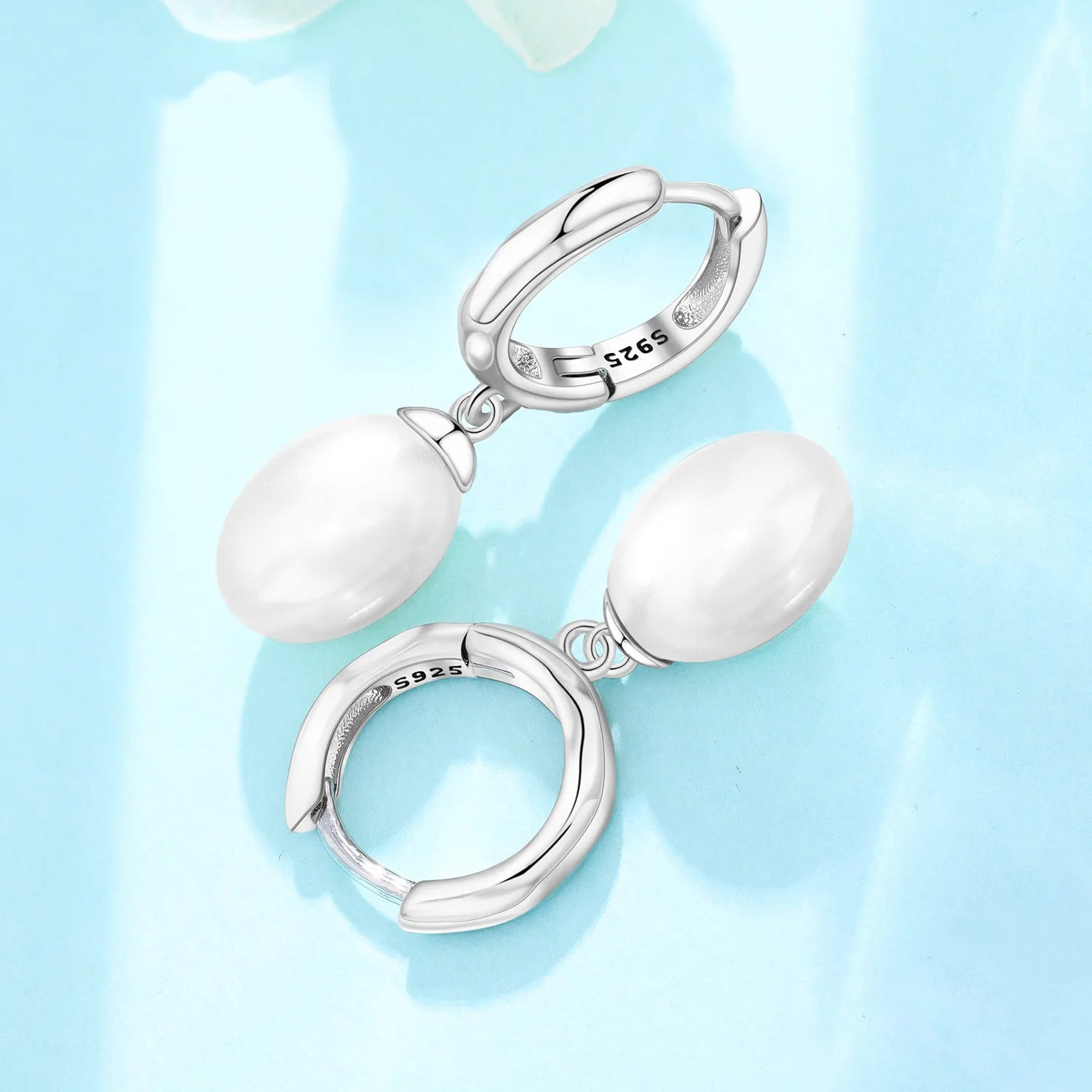 925 Sterling Silver Simple Pearl Earrings Jewelry Hoop Earrings Zircon Stud Earrings lifestyle view