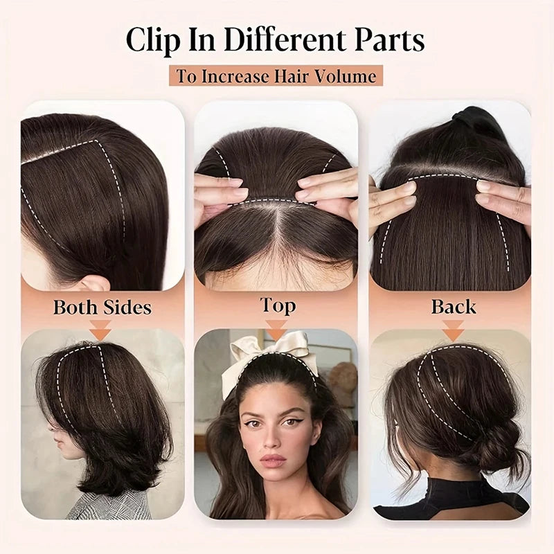 Synthetic Seamless Hair Pads Clip In | Increase Volume Top Hairpiece lifestyle view