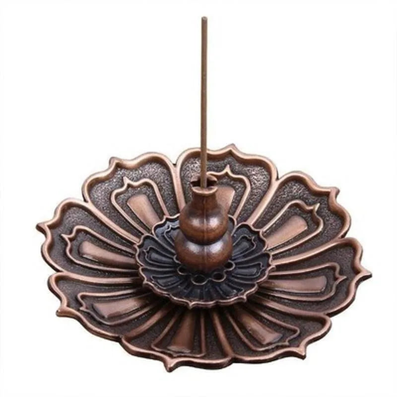 Lotus Incense Burner | Metal Lotus Ash Catcher for Stick and Cone Incense lifestyle view