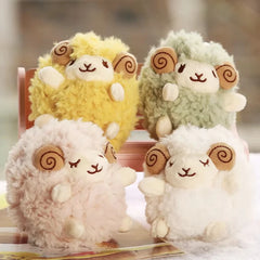Cute Plush Sheep Keychain Soft Lamb Doll Pendant Backpack Charm Lovely Animal Hanging close-up view