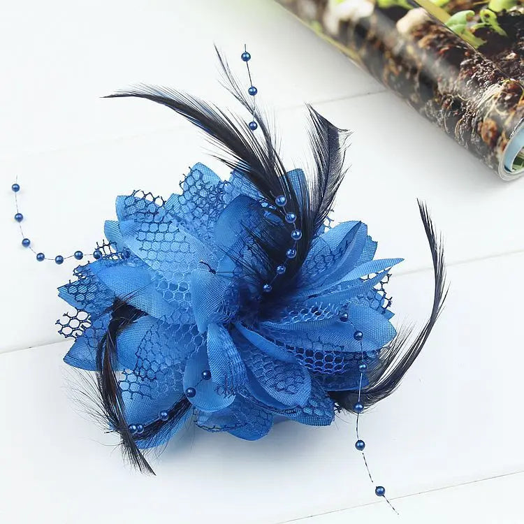 Women's Fashion Flower Feather Bead Corsage Hair Clip Bridal Hairband Brooch Pin Brida Barrettes Hair Accessories Jewelry