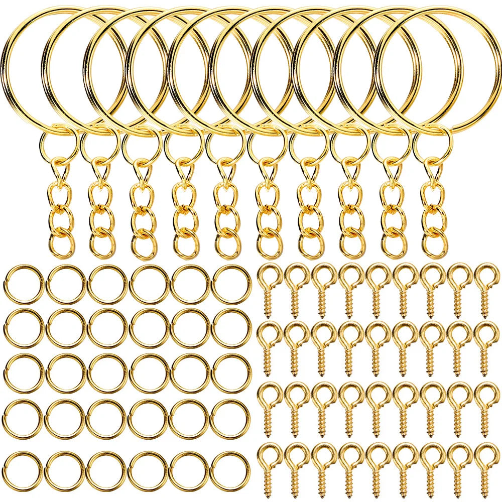 110Pcs Keychain Open Jump Rings Eye Pins Jewelry Making Accessories Kits for DIY Epoxy Resin Key Cha