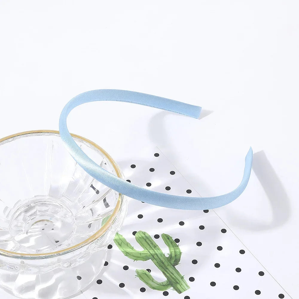 10mm Satin Headband Women Girls Fabric Covered Resin Hairbands Plastic Headbands Kids close-up view