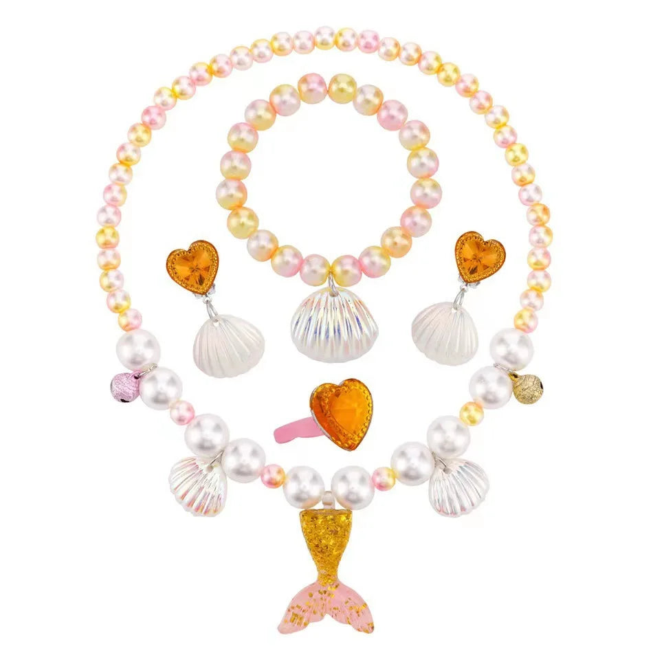 Mermaid Necklace Set for Girls | Sparkling Fish Tail Shell Jewelry Gift lifestyle view