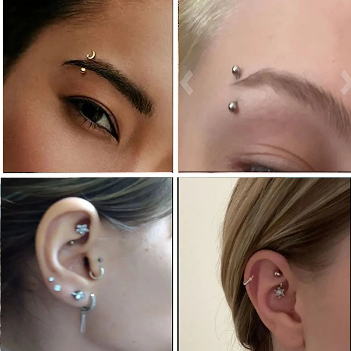 8Pcs 16G Fashion Stainless Steel Curved Barbell Rook Eyebrow Rings ,CZ Belly Lip Ring alternate view