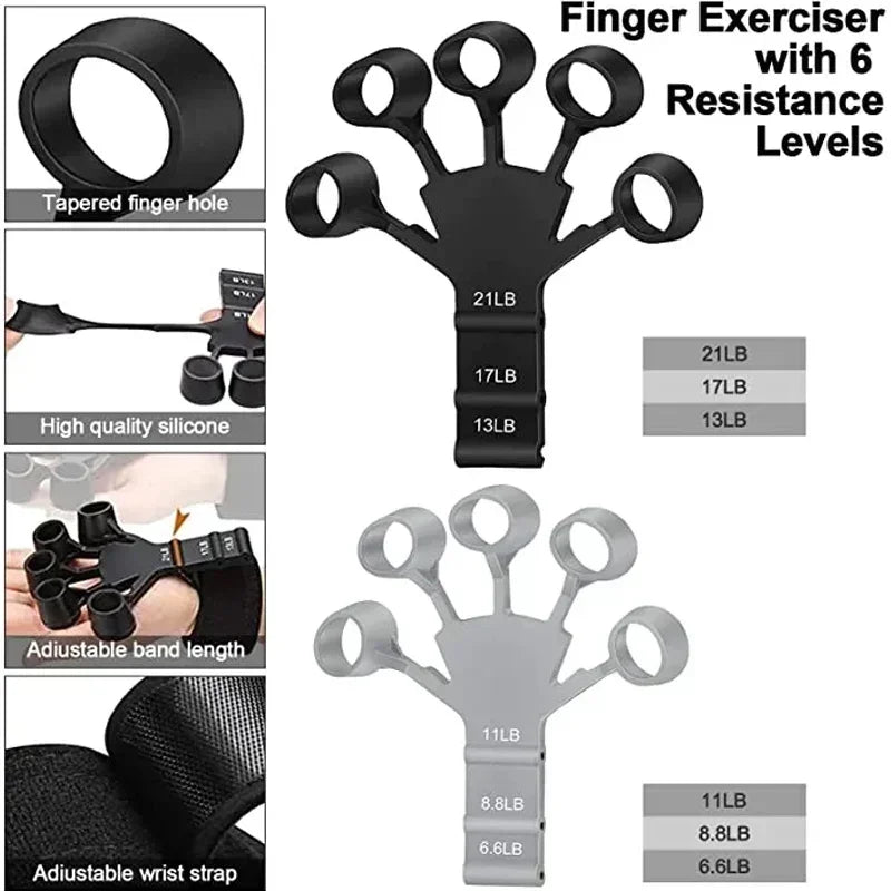 6 Level Finger Strengthener | Silicone Hand Grip Trainer for Guitar and Sports alternate view