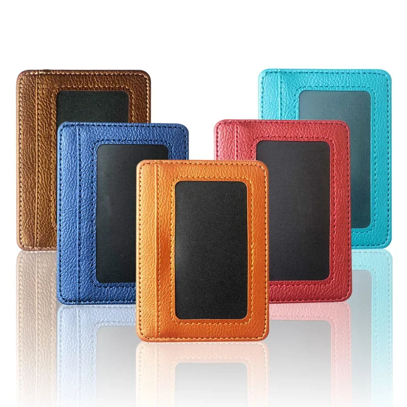 Thin PU Leather Mini Wallet | Slim Credit Card Holder for Men close-up view