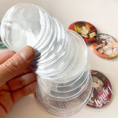 10pcs/set Anime Badge Protector Case 58mm/75mm PVC Round Shield Dustproof Display Cover detail view