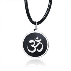 Men's OM Necklace | Round Ohm Pendant Adjustable Yoga Spiritual Jewelry
