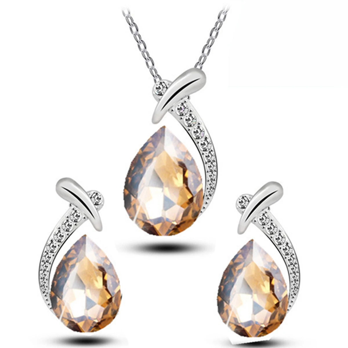 Fashion Silver Color Necklace Earrings Cubic Zirconia Jewelry Sets Elegant Crystal Zi lifestyle view