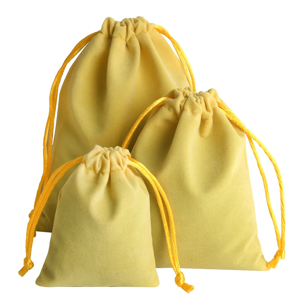 10pcs Drawstring Velvet Jewelry Gift Bags | Soft Plush Multi-Color Pouches for Wedding close-up view