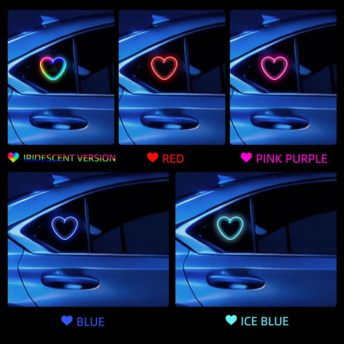 Solar Powered Heart Neon Light | Car Ambient LED Lamp additional angle