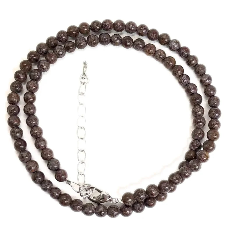 Natural Stone Bead Adjustable Necklace | Agate Opal Tigers Eye Quartz Crystal Jewelry close-up view