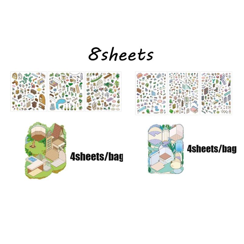 Mr Paper My Cabin Series Oversized Puzzle Stickers | 8pcs DIY Scene Stickers for Ki additional angle