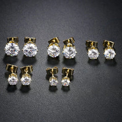 5Pair/Set 4/5/6/7/8mm Fashion Crystal Earrings for Women Gold & Silver Color Zircon Ear Piercing Stu