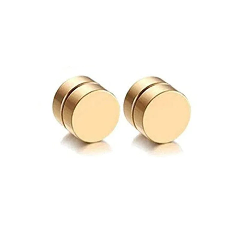 2Pcs Crystal Strong Magnetic Ear Stud Clip Earrings for Men and Women, Punk Round Zircon detail view