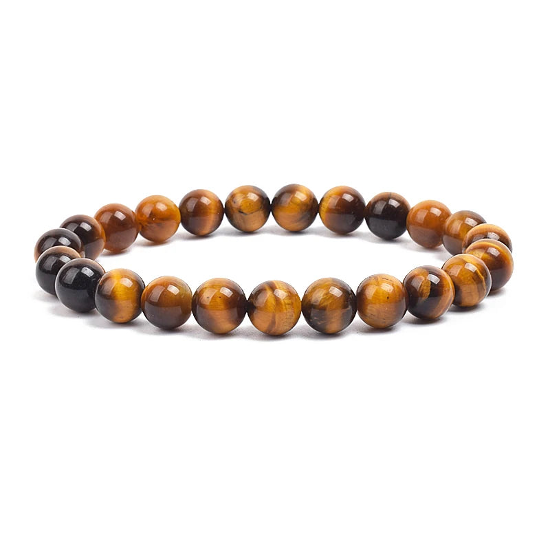 Natural Stone Beads Bracelet For Women Men Amethysts Crystal Quartzs Aquamarines Jade lifestyle view