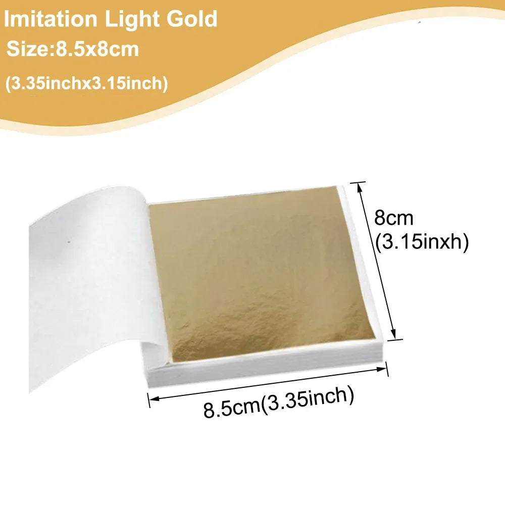 Imitation Gold Leaf Sheets for Crafts | 100pcs Metallic Foil Paper close-up view