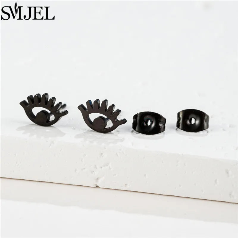 Punk Halloween Earring Black Stainless Steel Ghost Pirate Skull Stud Earrings Women M alternate view
