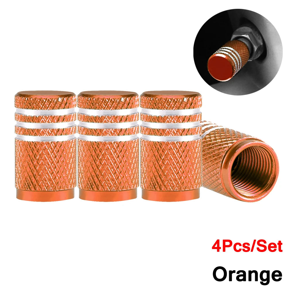 DSYCAR 4Pcs Silver Car Tire Valve Stems Cap Knurling Style Tire Valve Cap Aluminum Ti alternate view