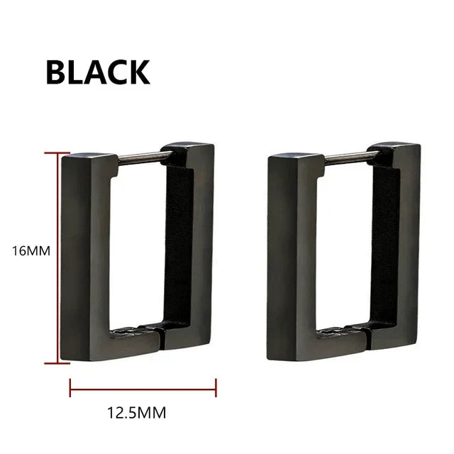 Geometric Hoop Earrings for Men and Women | Stainless Steel Punk Studs additional angle