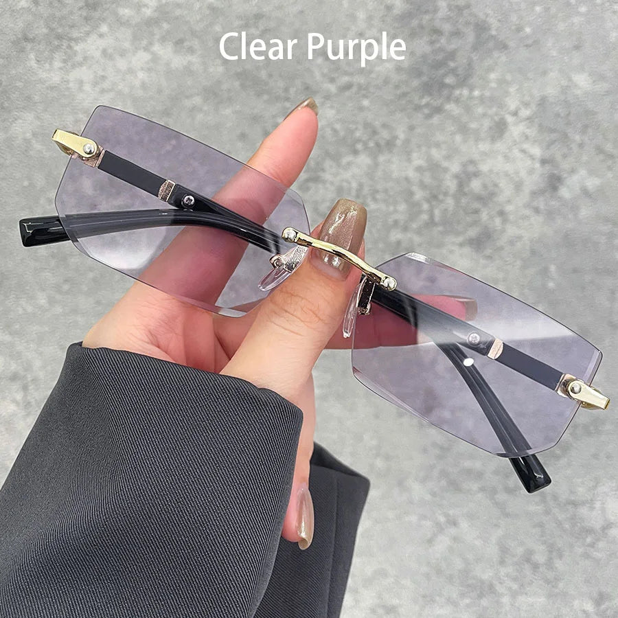 Business Rectangle Gradient Lenses Unisex Sunglasses Women Men Colored Lenses Metal Fram detail view