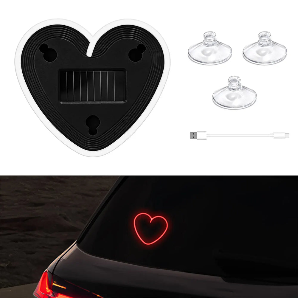 Solar Powered Heart Neon Light | Car Ambient LED Lamp detail view