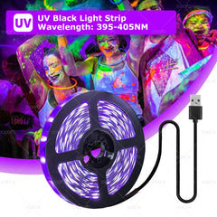 UV LED Light Strip 395-405nm | Flexible Black Light for Glow Party
