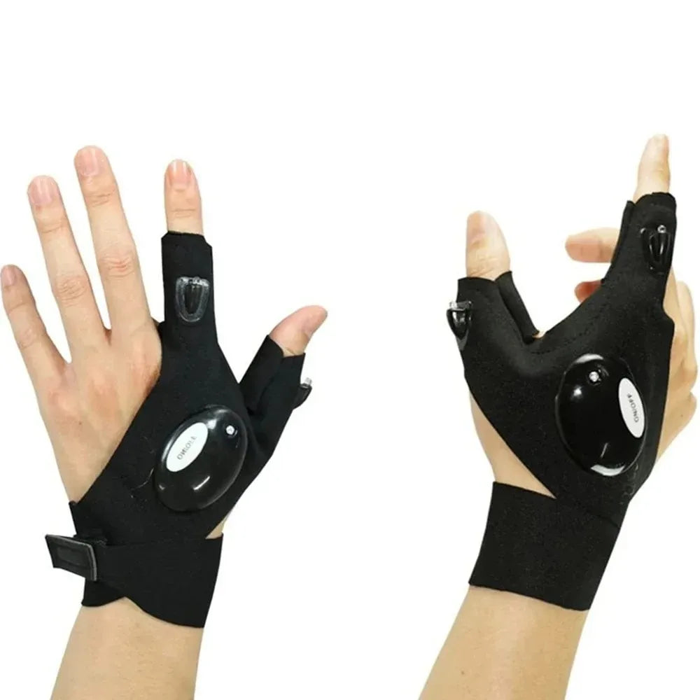 LED Flashlight Gloves | Waterproof Fingerless Illumination Gloves for Running, Cyclin lifestyle view