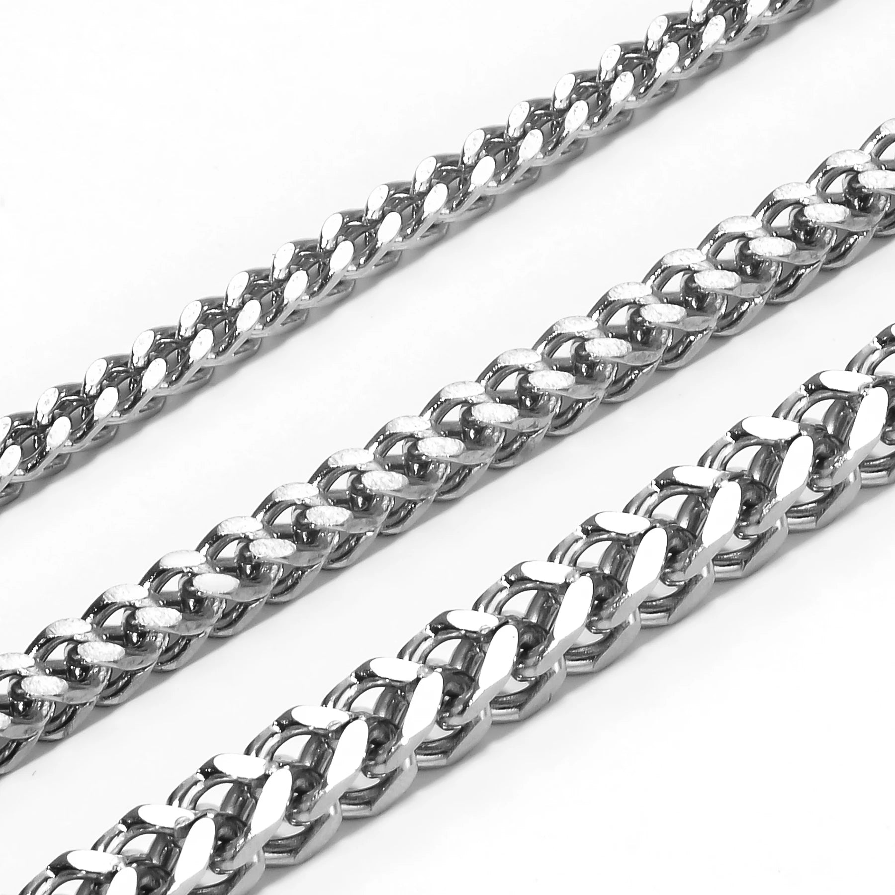 1Pc Size 3mm-5mm Gold/Silver Color 316L Stainless Steel Franco Fox tail Chain Necklace Women Men Jew