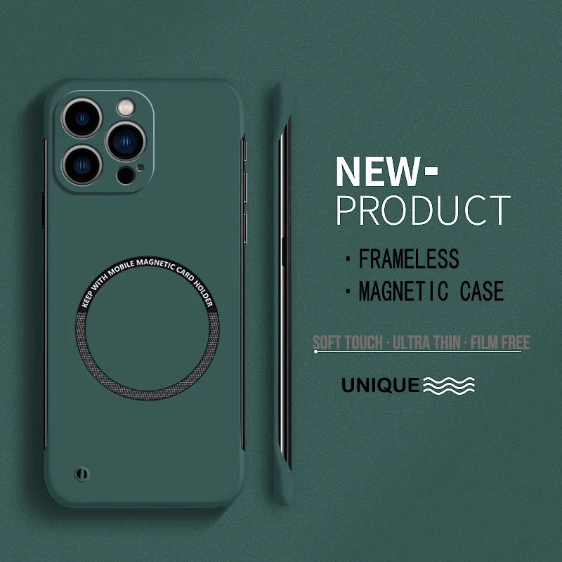 【Iron Plate Glue on Surfce 】Ultra Thin Hard Magnetic Frameless Phone Case For iPhone alternate view