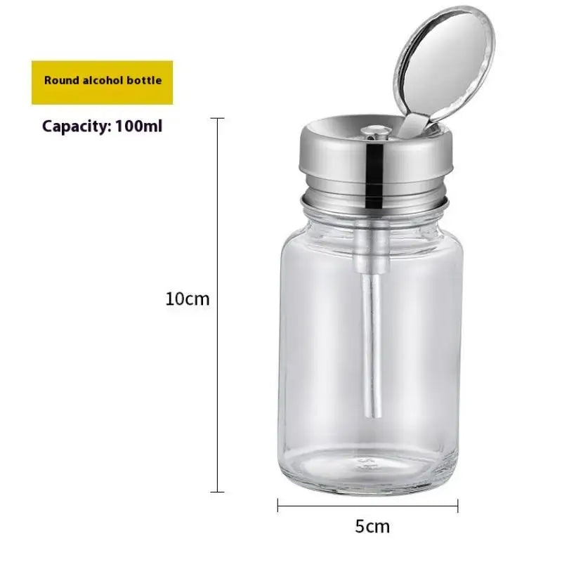 Nail Storage Refillable Glass Bottles Empty Liquid Press Pump Dispenser Nail Art Po additional angle