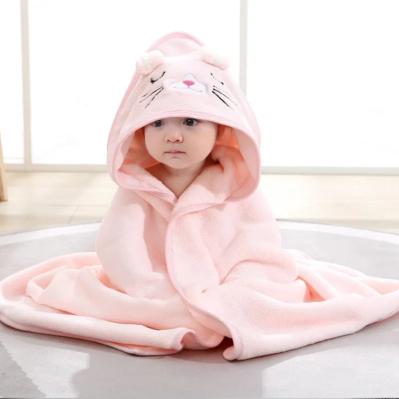 Cartoon Animal Baby Bath Towel | Soft Hooded Toddler Bathrobe for Boys Girls detail view