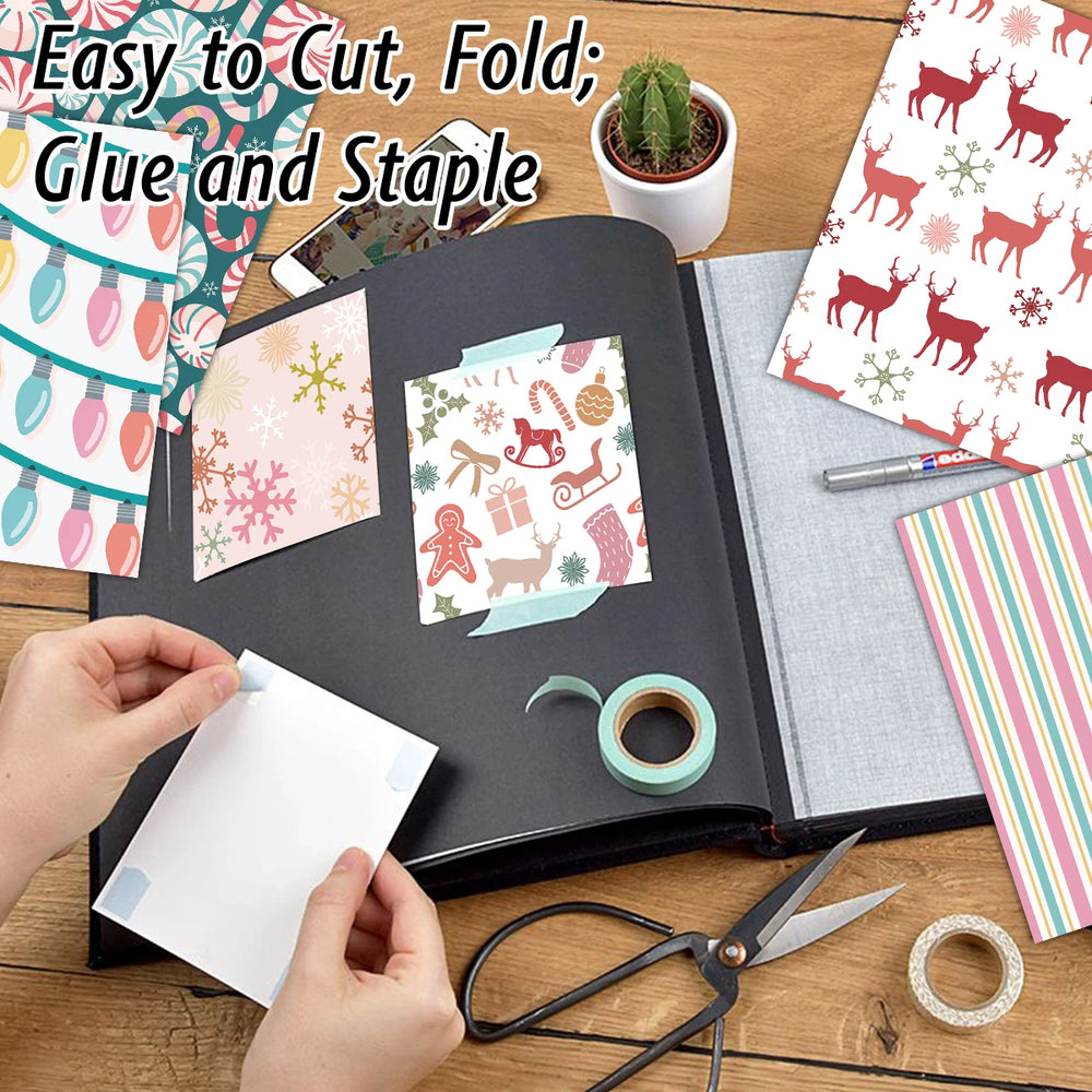 12pcs Retro Christmas Scrapbook Paper | Christmas Tree Design Single Sided DIY Craft lifestyle view