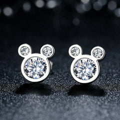 Hot Selling 925 Sterling Silver Cute Dazzling Mouse Cartoon Stud Earrings For Women G alternate view