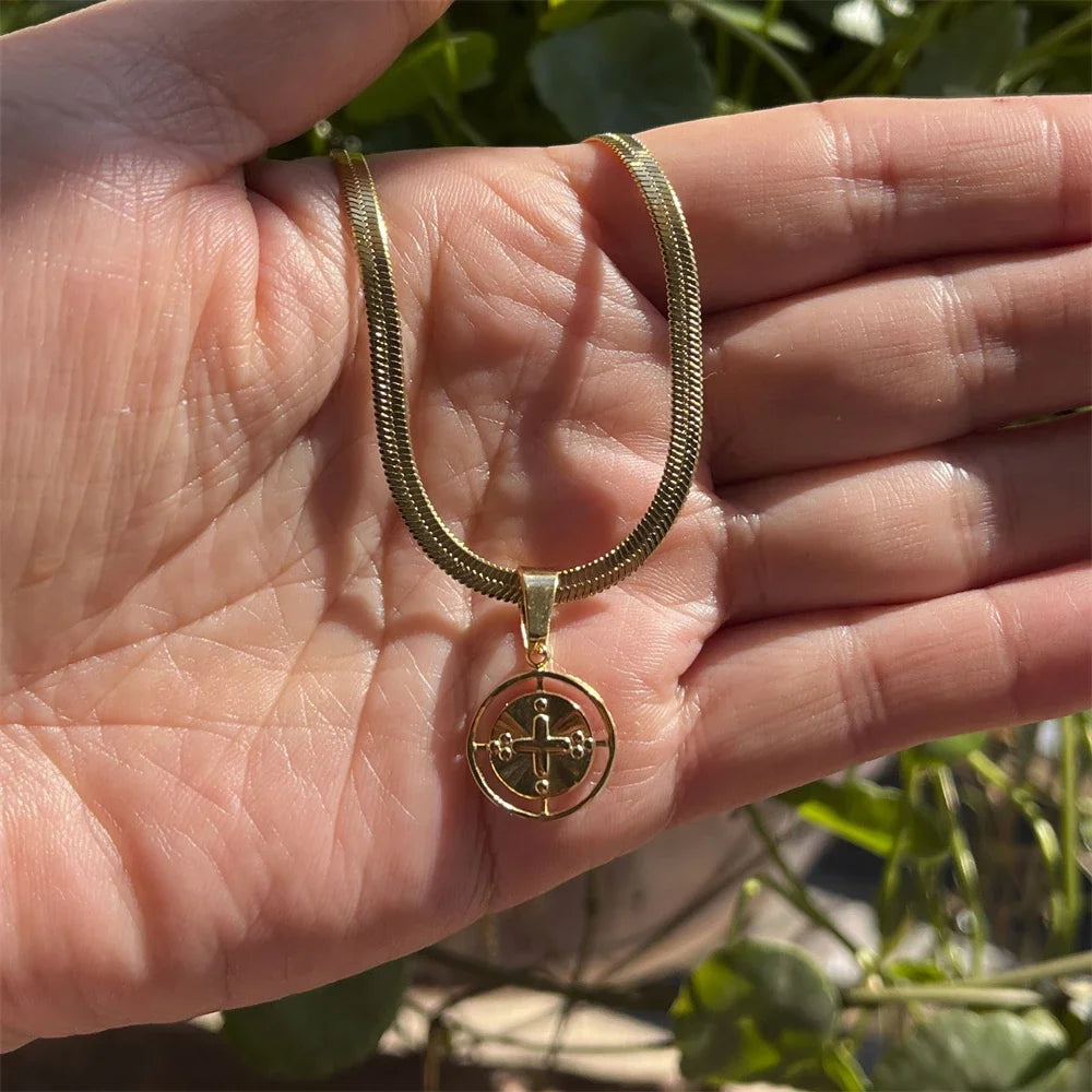 Stainless Steel Jesus Cross Necklace | Christian Pendant Jewelry for Men and Women close-up view