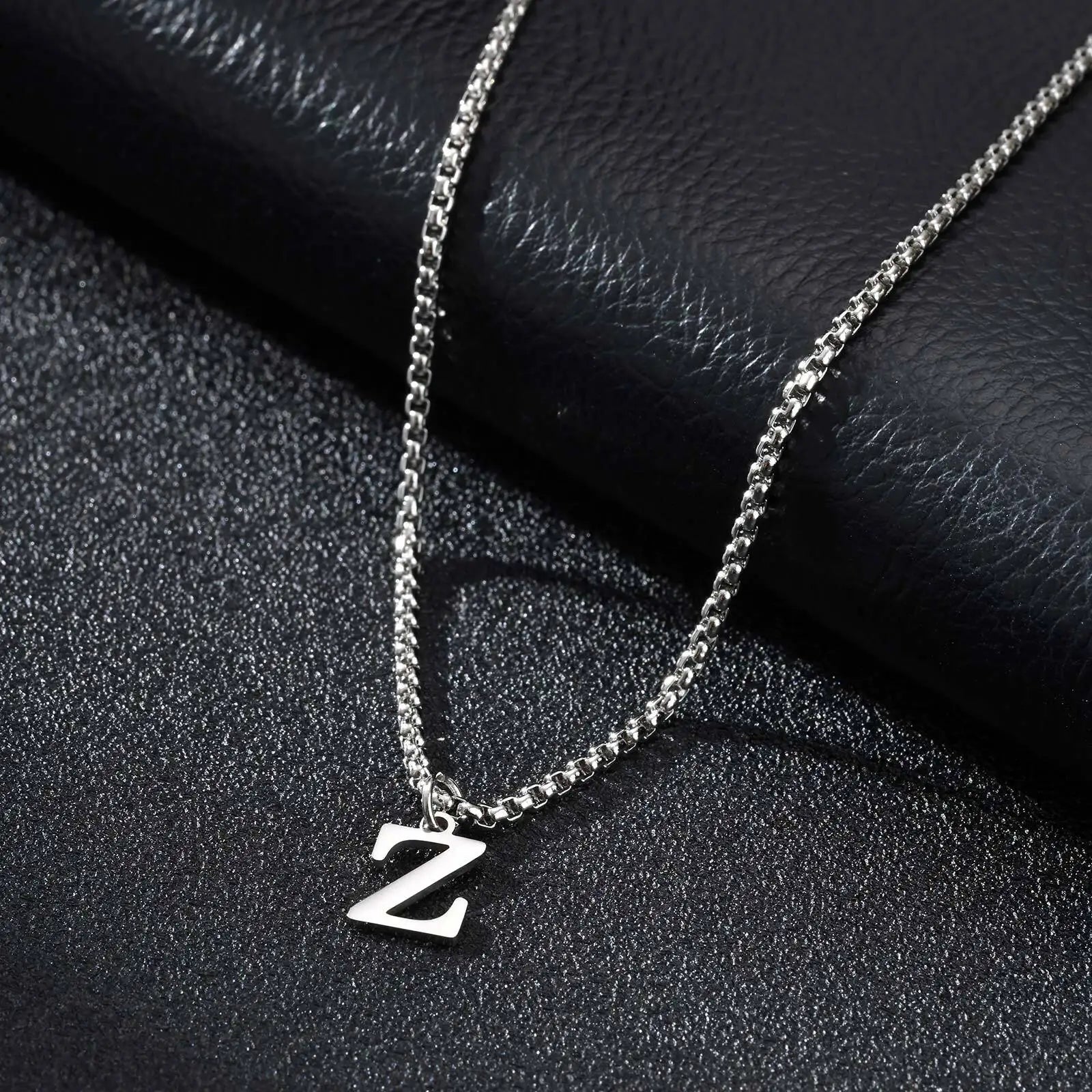 Minimal A-Z Initial Necklace for Men | Stainless Steel Letter Pendant alternate view