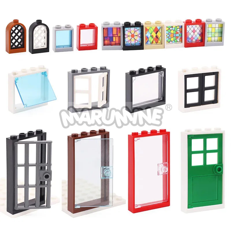 Marumine Window and Door Building Blocks | Compatible City House Parts Set