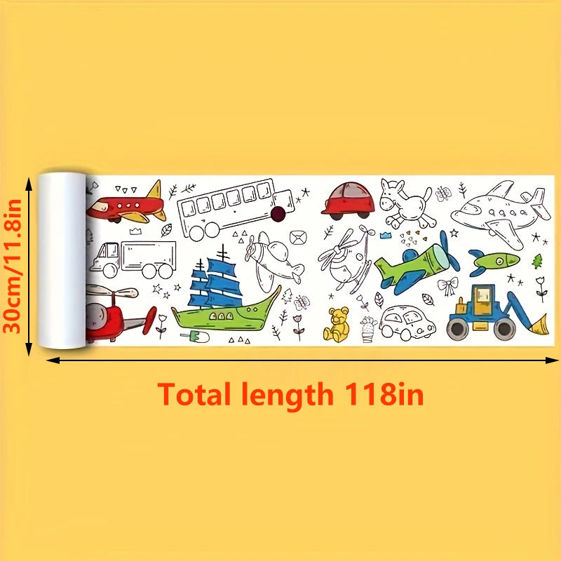 Children's Drawing Kit, 3m Long Doodle Paper Rolls, Doodle Scrolls, DIY Painting, Sti alternate view