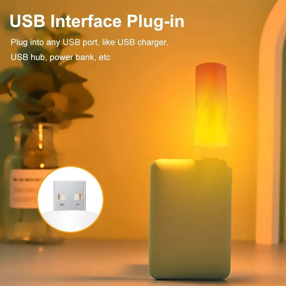 USB LED Flame Light Bulb | Simulated Candle Night Lamp detail view