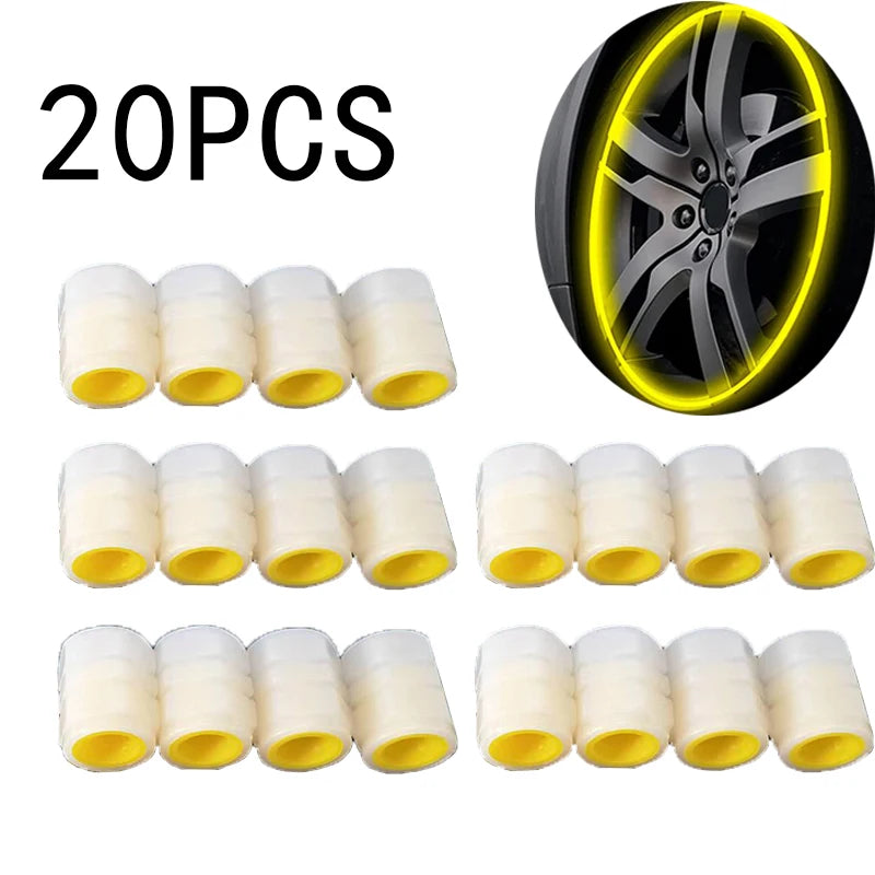 Automobile Tire Valve Cap Fluorescent Yellow Night Glowing Car Motorcycle Wheel Styli alternate view