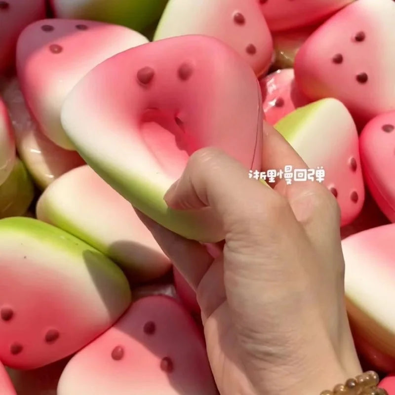 Cute Watermelon Squishy Fidget Toy | Slow Rebound Stress Relief Squeeze Toy close-up view