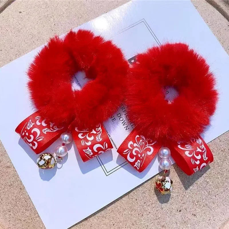 2PCS New Tassel Big Red Chinese-style Hair Accessories Cute Children’s Day And New Ye lifestyle view