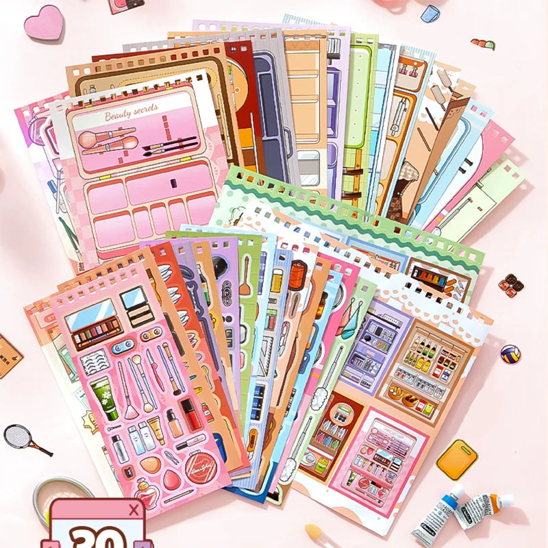 30pcs Daily Life Sticker Book | Organized Journal Supplies close-up view
